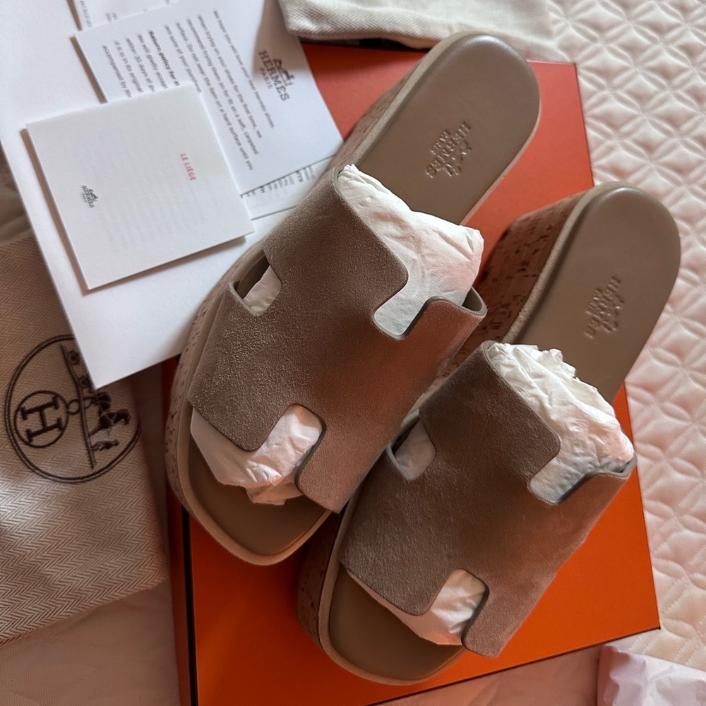 Hermes Eze sandal size 37, color: Beige argile